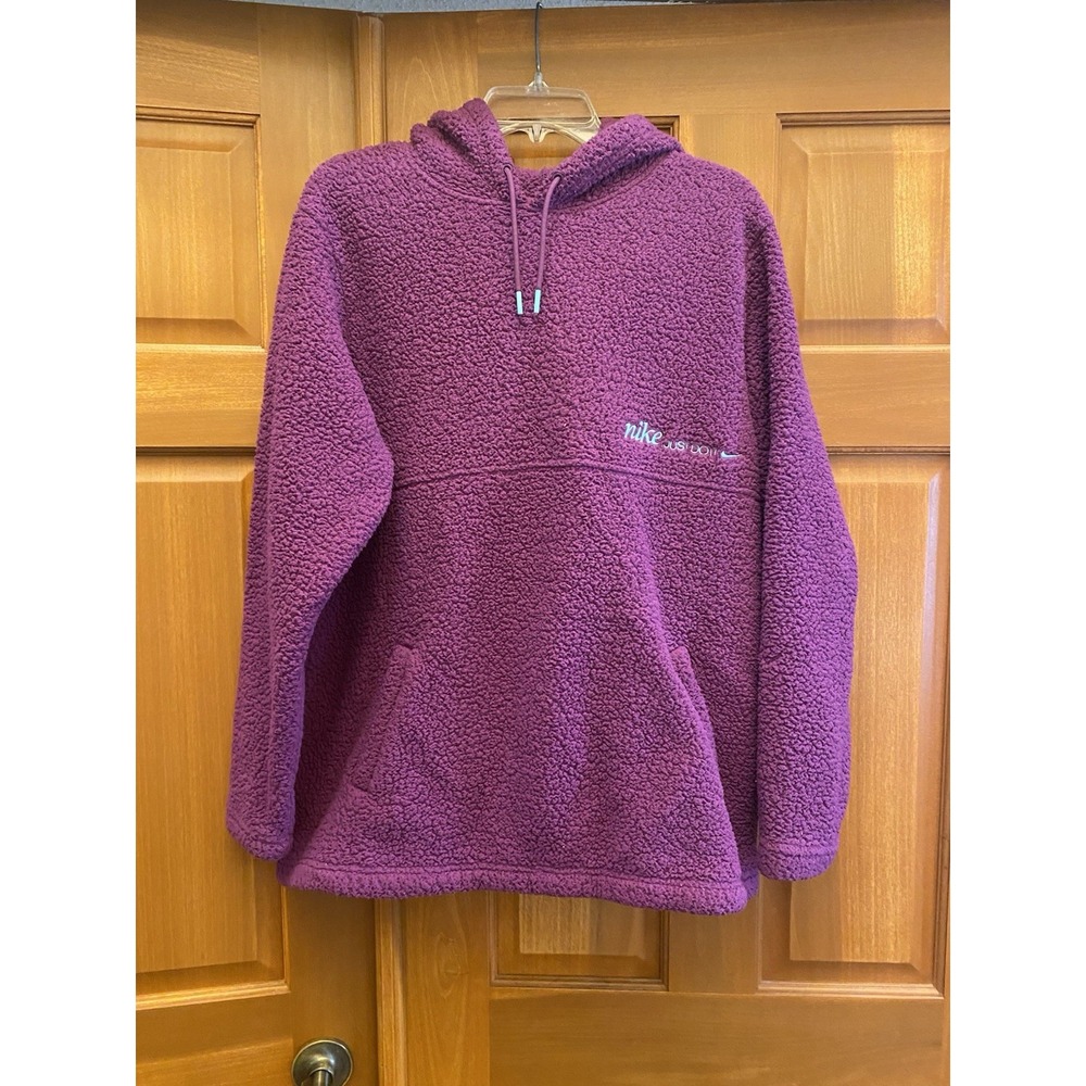 Nike Therma-Fit Womens Fleece Sherpa Cozy Core Purple Pullover Hoodie Medium